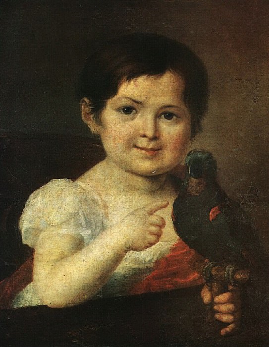 Girl with a parrot, Vasily Tropinin