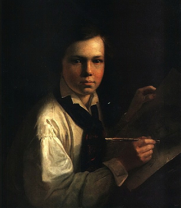 Портрет сына художника за мольбертом, Василий Андреевич Тропинин