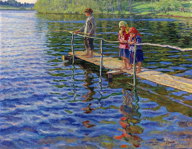 Fishing by the river, Nikolai Petrovich Bogdanov-Belsky