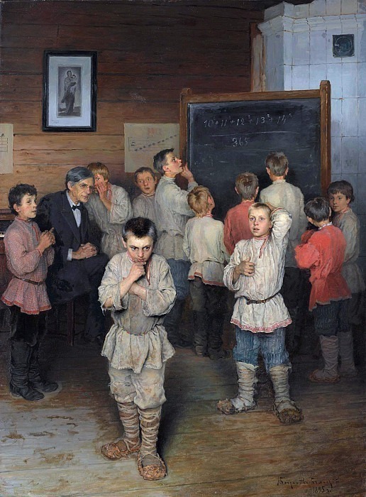 Verbal counting. In the folk school of S.A. Rachinsky, Nikolai Petrovich Bogdanov-Belsky