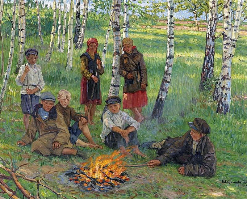 By The Campfire, Nikolai Petrovich Bogdanov-Belsky