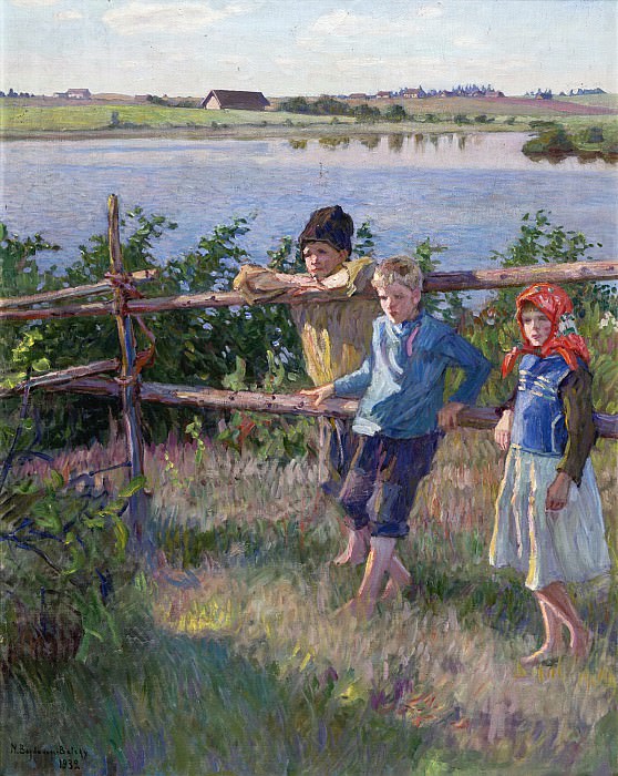 Дети на берегу озера, Николай Петрович Богданов-Бельский