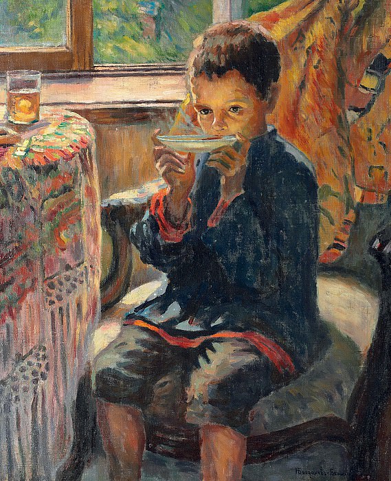 A young boy drinking tea, Nikolai Petrovich Bogdanov-Belsky