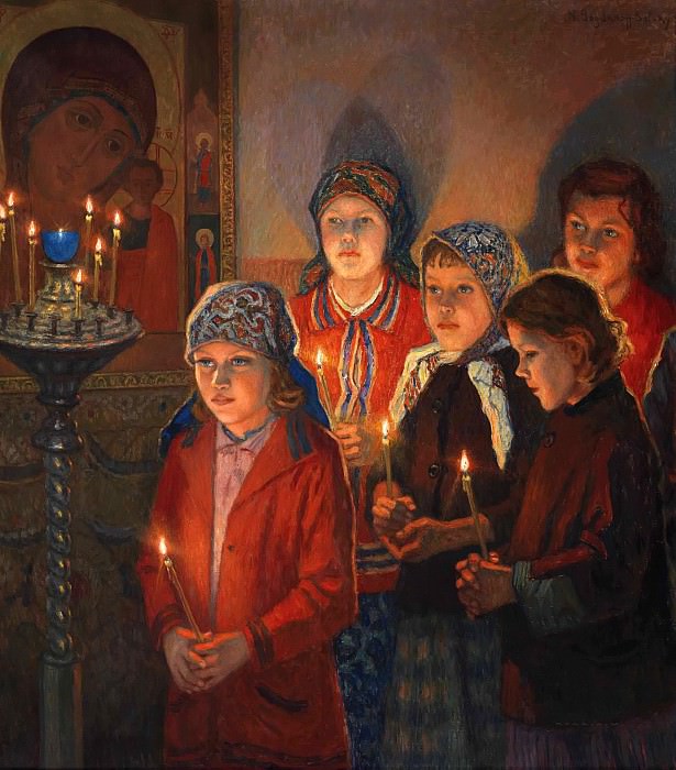 In the church, Nikolai Petrovich Bogdanov-Belsky