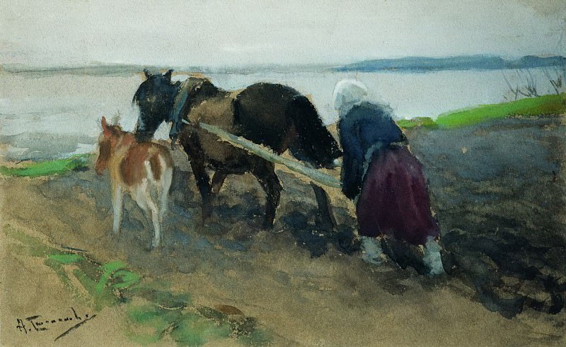 On arable land, Alexey Stepanov