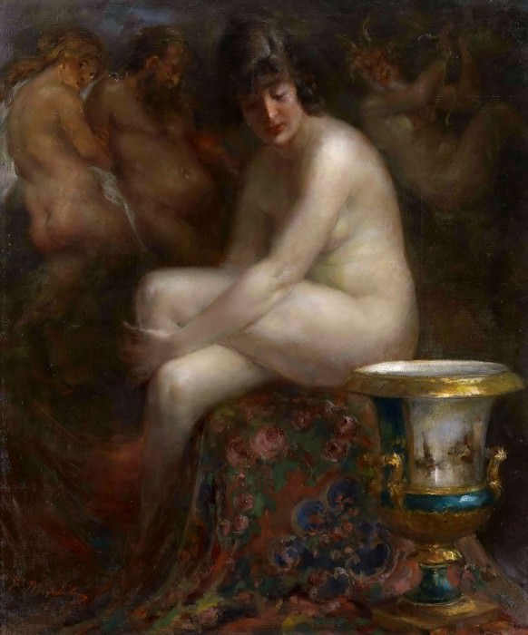 Nude with a Rubens Paining, Vitaly Gavrilovich Tihov