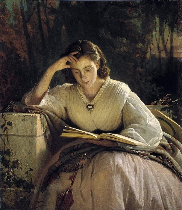 За чтением. Портрет Софьи Николаевны Крамской , жены художника