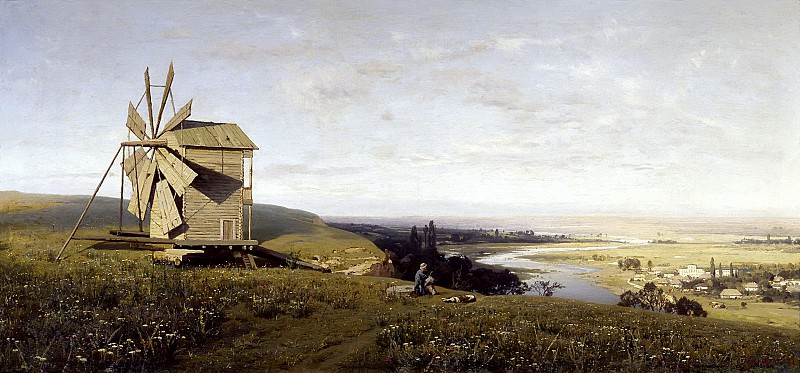 Ukrainian landscape with windmill, Vladimir Orlovsky