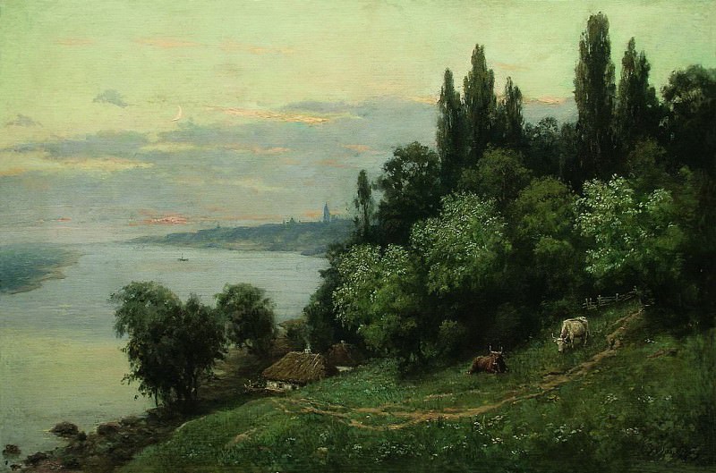 Sunset over the river, Vladimir Orlovsky