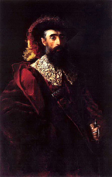 Portrait of a man in a red velvet suit