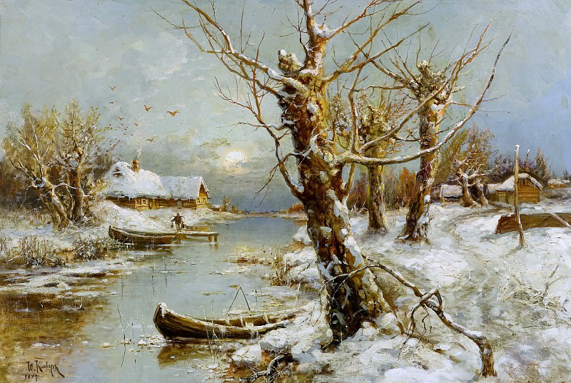 Winter river landscape, Yuly Klever