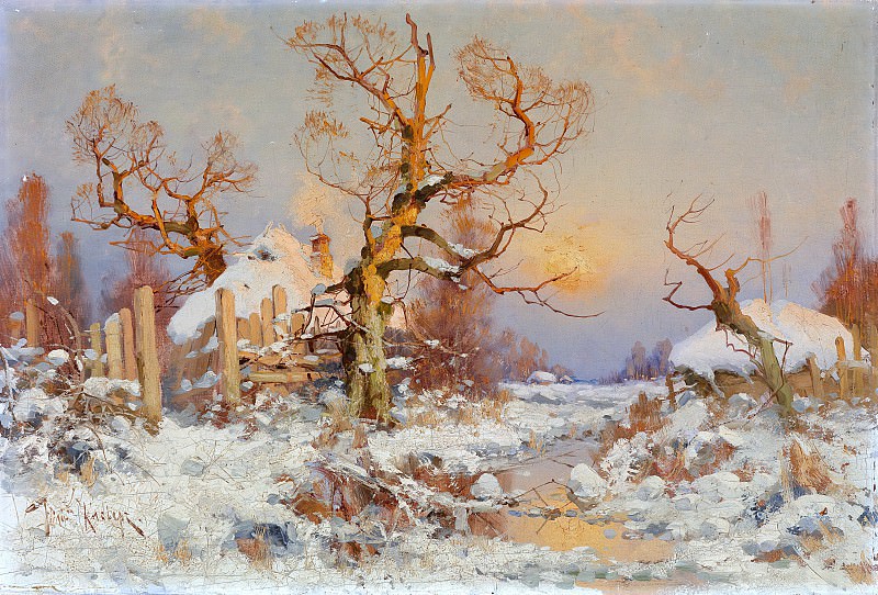 Зимний пейзаж в лучах вечернего солнца, Юлий Клевер