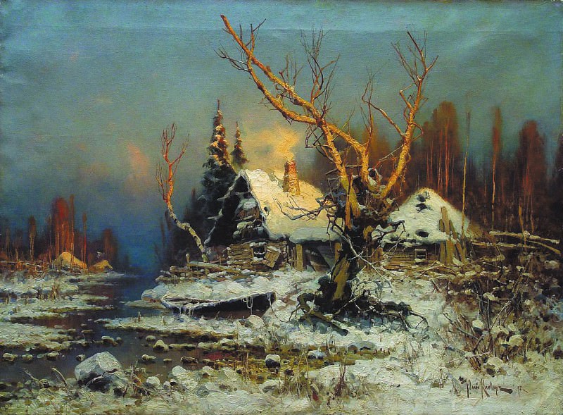 Зимний пейзаж с избушкой 2, Юлий Клевер