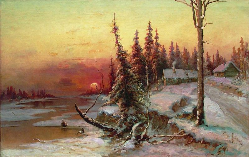 Sunset in the village, Yuly Klever