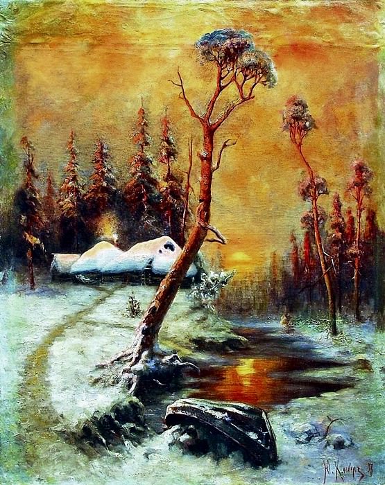 Зимний пейзаж с соснами, Юлий Клевер