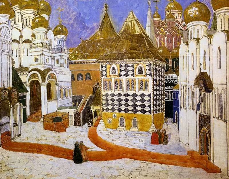 Kremlin Square. Stage design for the first act of M. Mussorgsky’s opera Boris Godunov, Alexander Golovin