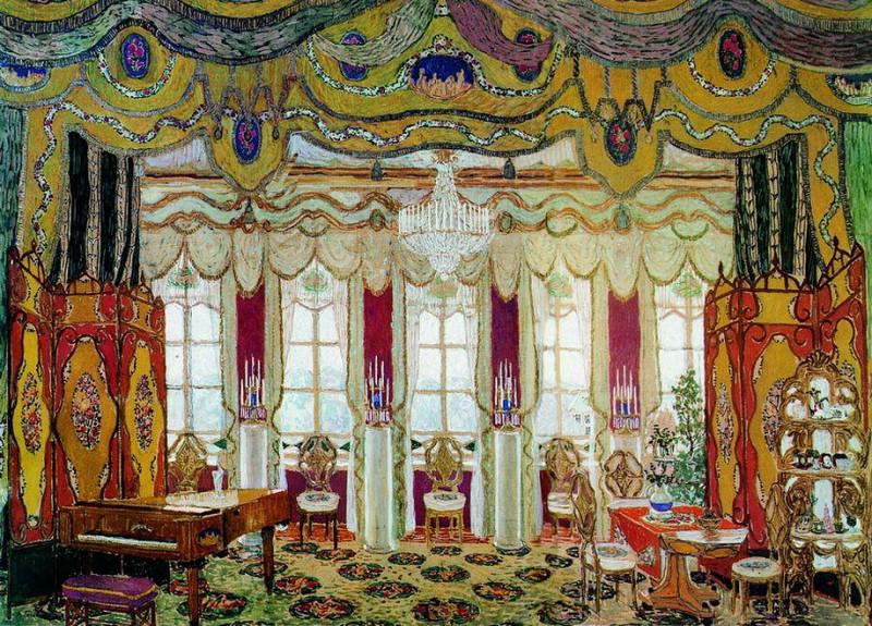 At the Baroness Strahl. Sketch of the scenery for the drama by M.Yu. Lermontov Masquerade, Alexander Golovin