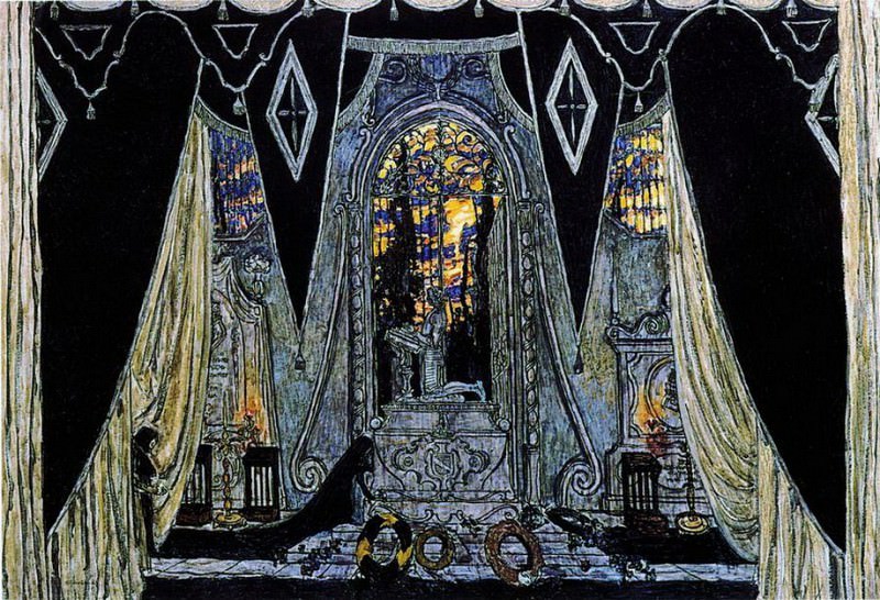 Grave of the Commander. Sketch of scenery for the opera by A.S. Dargomyzhsky Stone guest, Alexander Golovin