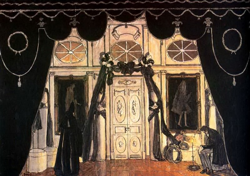 Funeral hall. Scenery sketch for M.Yu. Lermontov’s drama Masquerade, Alexander Golovin