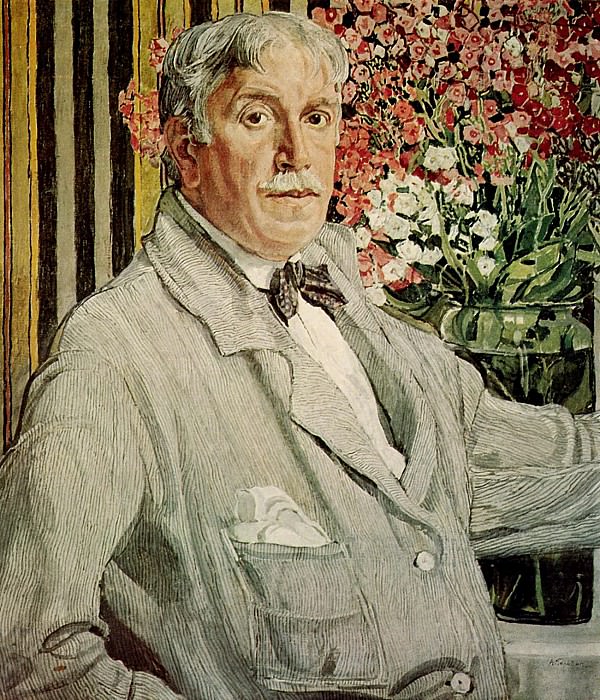 Автопортрет с полосатой тканью, Александр Яковлевич Головин