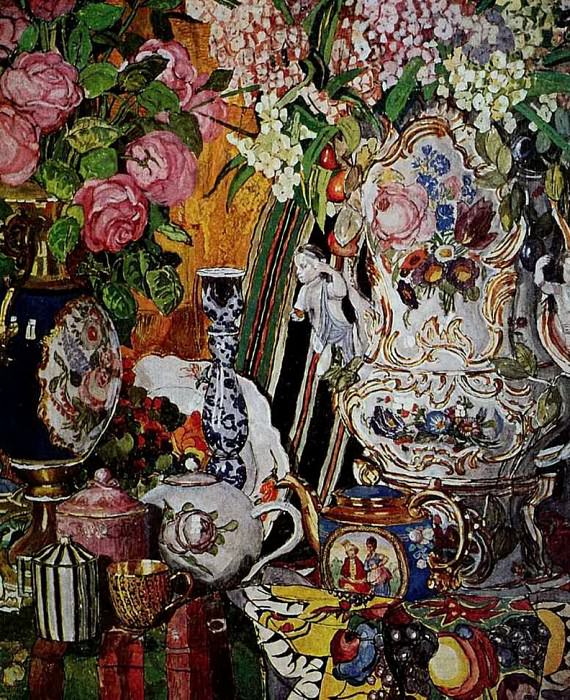 Still life. Porcelain and flowers, Alexander Golovin