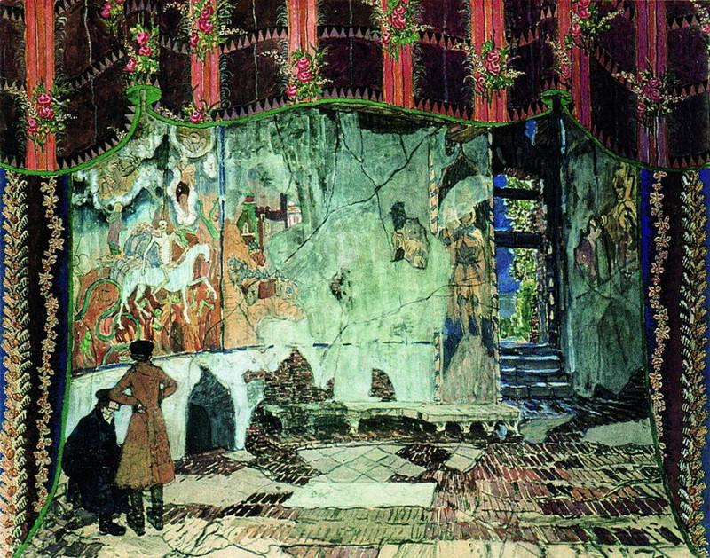 Church ruins. Sketch of scenery for the drama by A.N. Ostrovsky Storm, Alexander Golovin