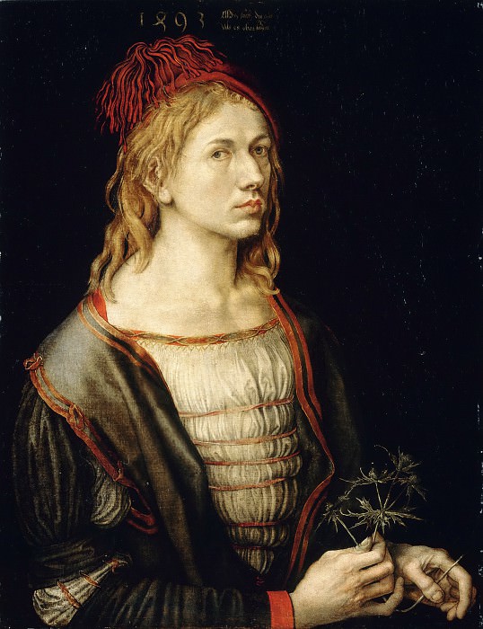 Albrecht Dürer -- Portrait of the artist holding a thistle, Part 4 Louvre