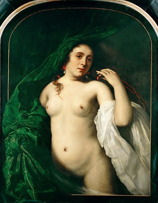 Bartholomeus van der Helst -- Nude Lifting a Curtain, Part 4 Louvre