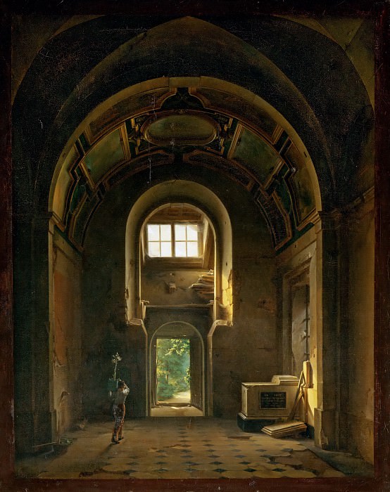 Дагер, Луи-Жак-Манде -- Интерьер капеллы в церкви фельянтинцев в Париже, часть 4 Лувр