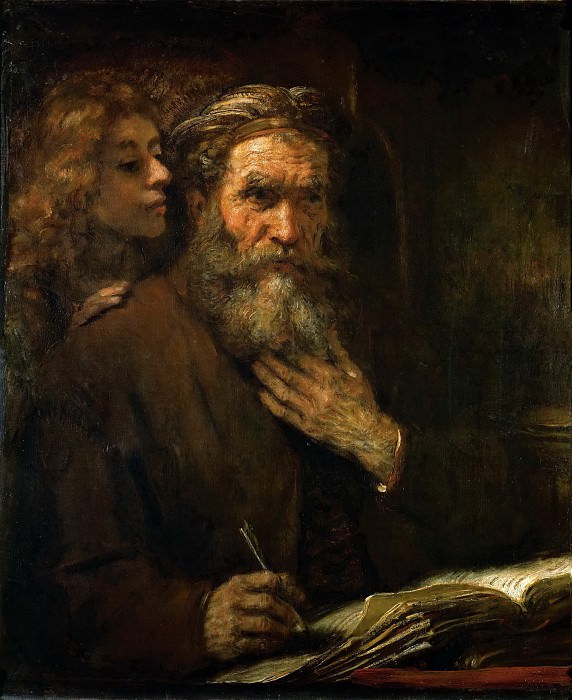 Рембрандт Харменс ван Рейн -- Евангелист Матфей и ангел, часть 4 Лувр