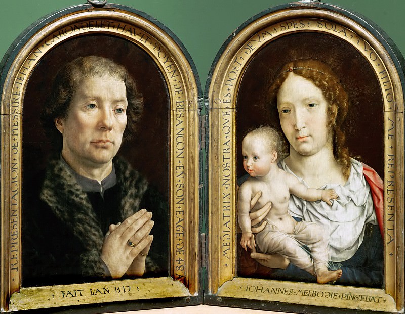 Jan Gossaert -- Carondelet Diptych: Jean Carondelet and the Virgin and Child, Part 4 Louvre