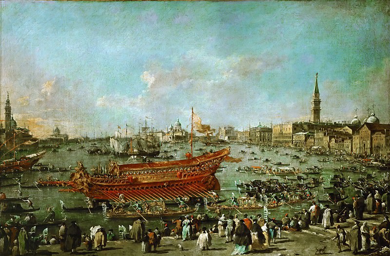 Francesco Guardi -- Doge in the Bucintoro on His Way to the Lido for the Ceremony of Wedding the Adriatic , Part 4 Louvre