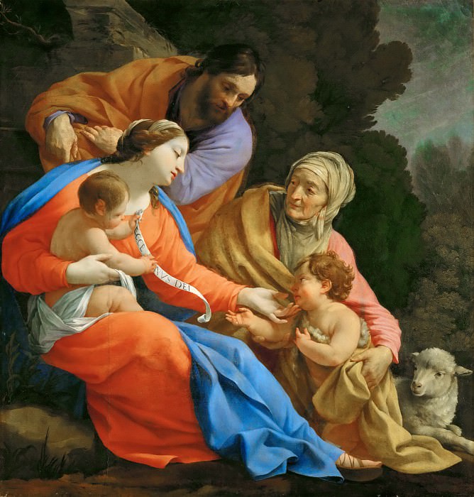 Simon Vouet -- The Holy Family with Saint Elizabeth and the young Saint John, Part 4 Louvre