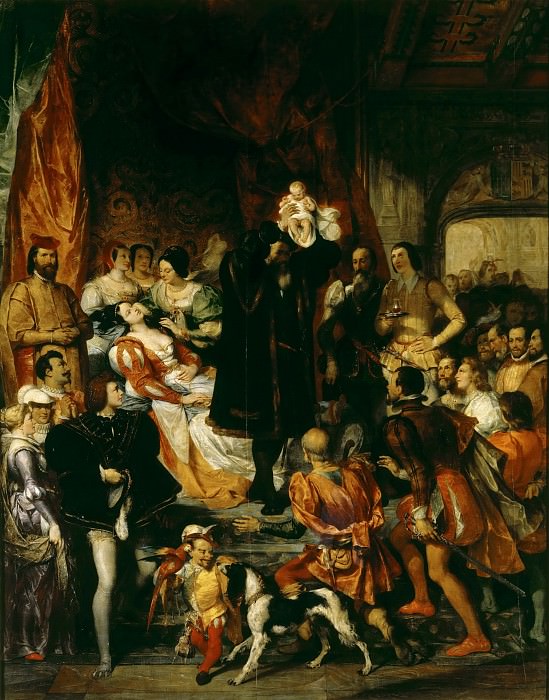 Девериа, Эжен-Мари-Франсуа -- Рождение Генриха IV, часть 4 Лувр