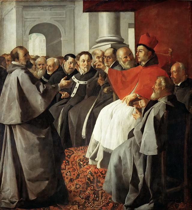 Francisco de Zurbarán -- Saint Bonaventure at the church-council of Lyon, Part 4 Louvre