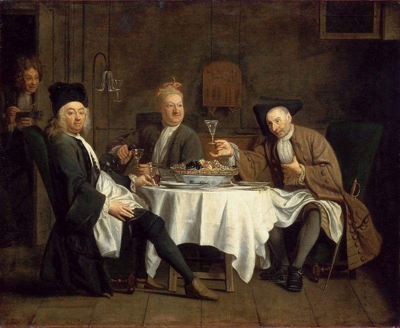 Etienne Jeaurat -- The Poet Alexis Piron with his Friends Jean Joseph Vadé and Charles Collé , Part 4 Louvre