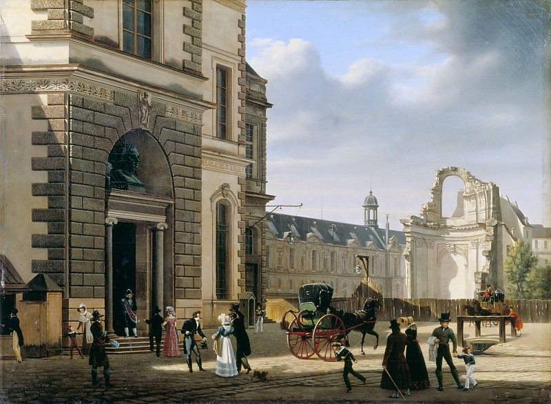 Etienne Bouhot -- View of the main entrance of the Musée Royal , Part 4 Louvre