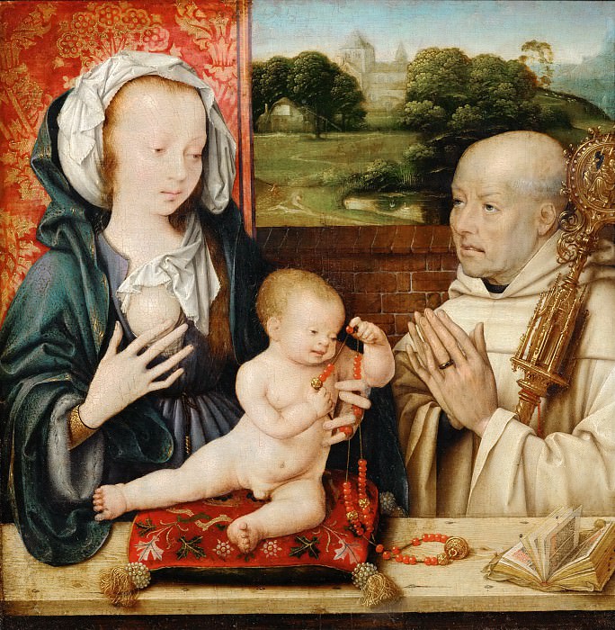 Joos van Cleve -- Virgin and Child with Saint Bernard, or The Lactation of Saint Bernard, Part 4 Louvre