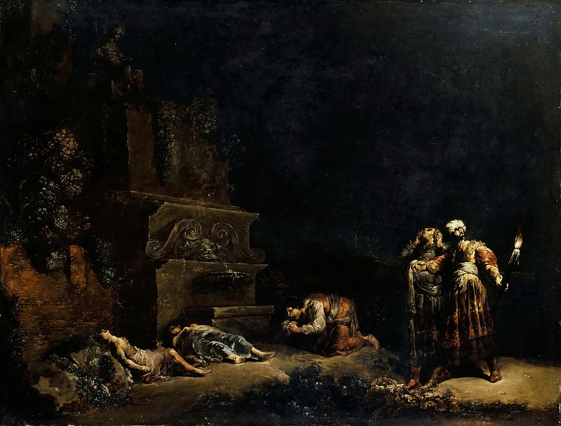 Leonard Bramer -- Discovery of the Bodies of Pyramus and Thisbe, Part 4 Louvre