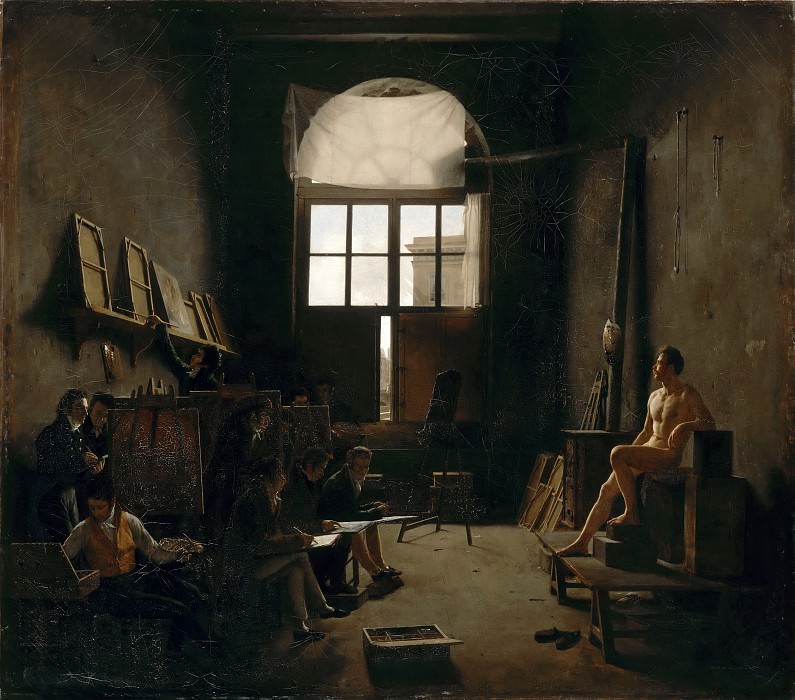 Léon Mathieu Cochereau -- Interior of the studio of Jacques-Louis David, Part 4 Louvre