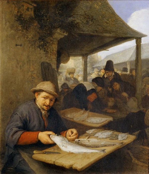 Adriaen van Ostade -- The Fish Market, Part 4 Louvre
