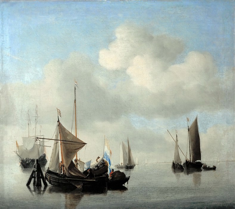 Вельде, Виллем II ван де -- Корабли в штиль, часть 4 Лувр