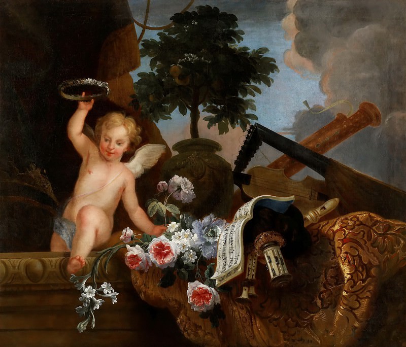 Florentin Damoiselet -- Cupid and flowers, Part 4 Louvre