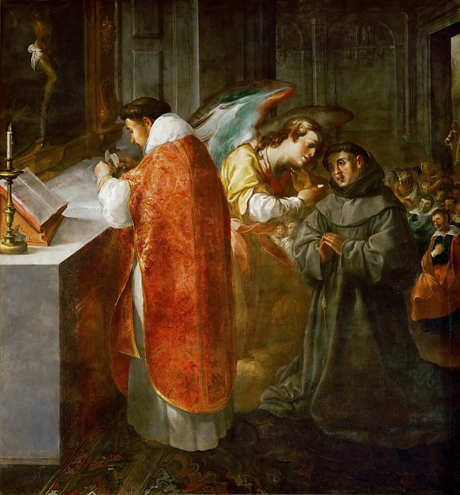 Эррера, Франсиско I де -- Святой Бонавентура получает причастие от ангела, часть 4 Лувр