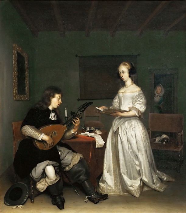 Gerard Terborch II -- The duo: singer and theorbé-lute player, Part 4 Louvre