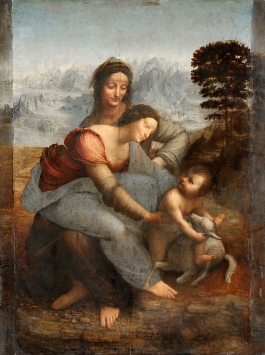 Леонардо да Винчи -- Мадонна с Младенцем и святой Анной, часть 4 Лувр