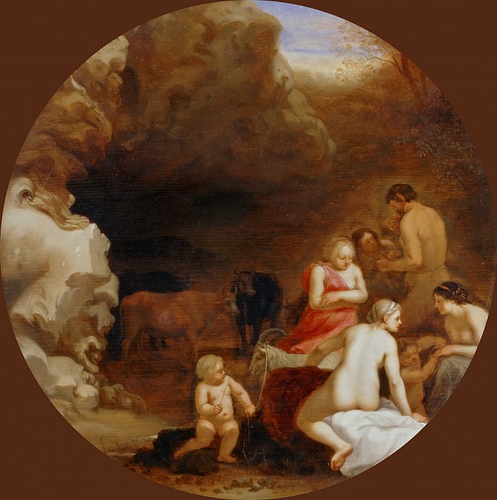 Cornelis van Poelenburgh -- Nymph and Satyr at the Entrance to a Cave, Part 4 Louvre