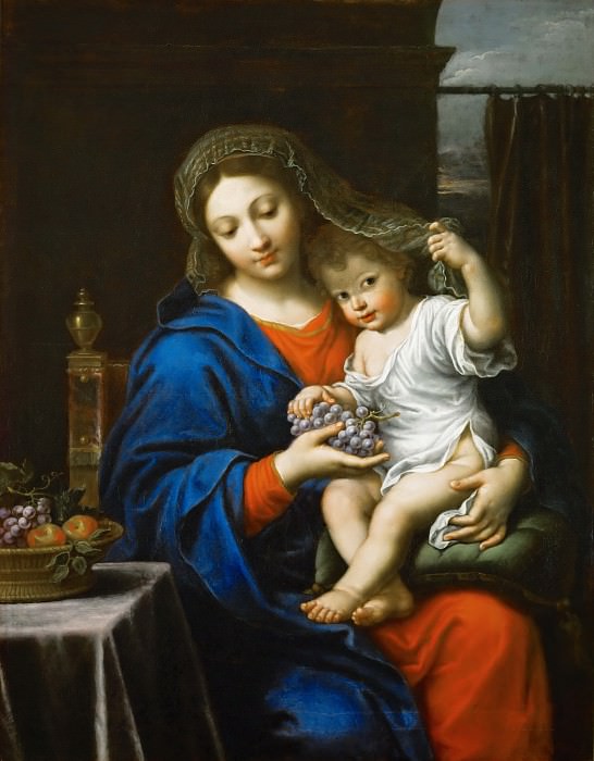 Pierre Mignard I -- Madonna with grapes, Part 4 Louvre
