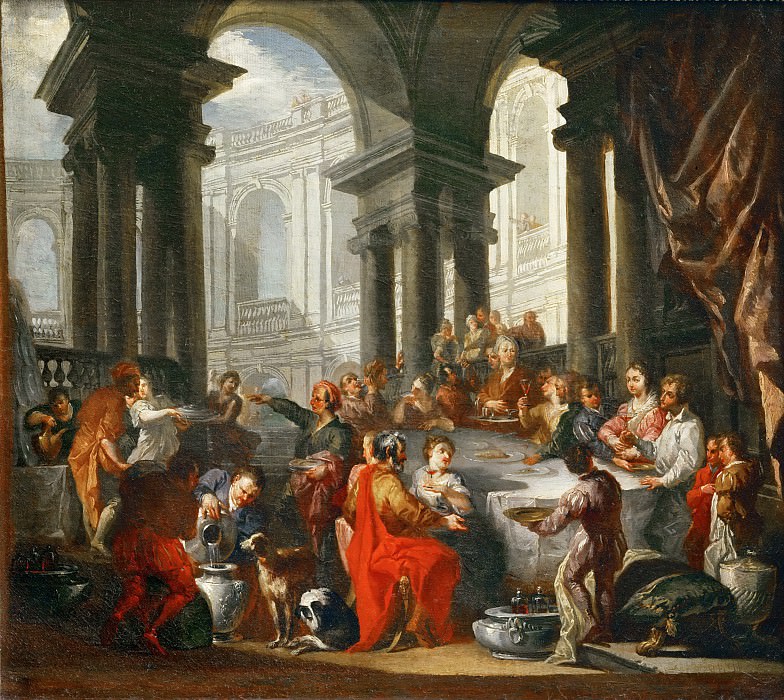 Giovanni Paolo Panini -- Feast under an Ionic portico., Part 4 Louvre