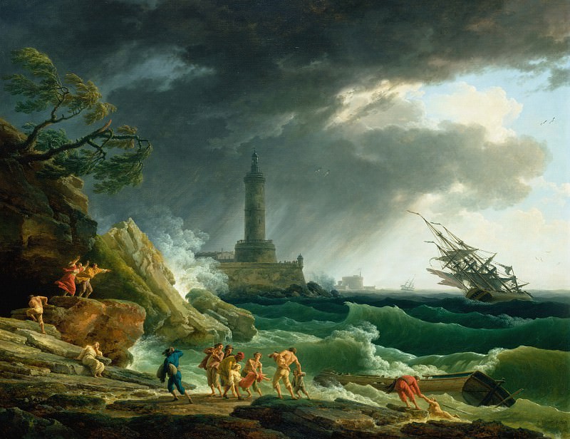 Верне Клод-Жозеф – Шторм у средиземноморского берега 1767, Музей Гетти